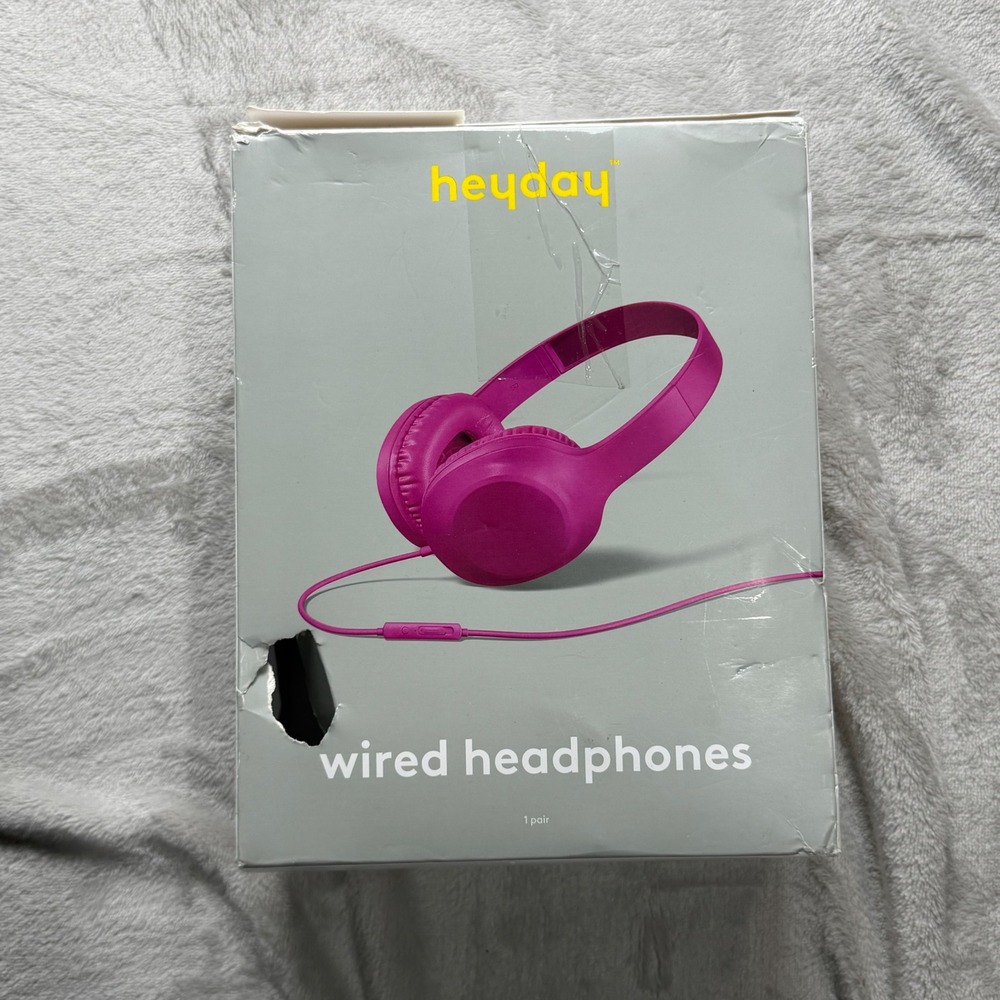 Heyday Wired On-Ear Headphones with Microphone Raspberry‎ Pink 3.5mm Jack NIB